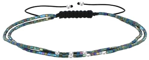 LES POULETTES BIJOUX - Duo-Link-Armband Mehrfarbige Glasperlen 925er Silberperlen