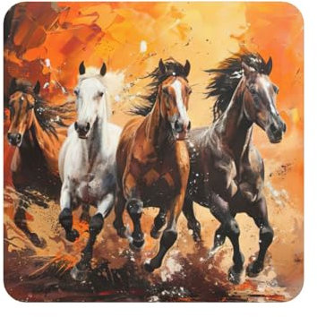 Horses Running Art Round Soft Magnetic Fridge Magnets, Designed With Unique Patterns And Perfect Materials