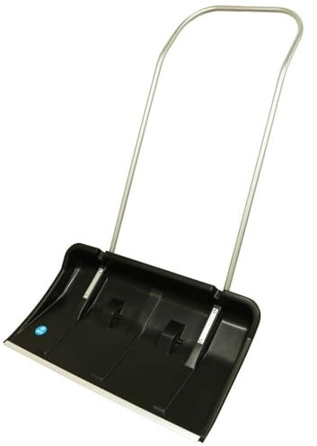 MePla Schneeschieber m. Rollen K1 mit robuster Aluminiumkante - Schneeräumer ist perfekt für den Winter - breites Schiebeschild mit Rollen und stabilem Metallschubbügel