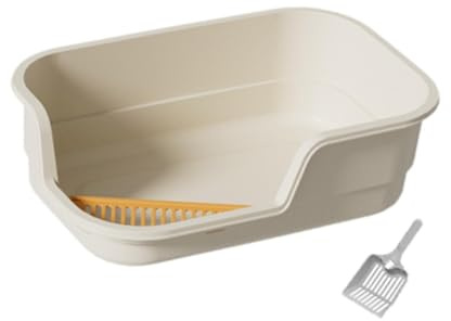 Qianly Arenero para Gatos, Bandeja de Arena con Diseño Antiadherente, Opción Grande para Exteriores, Accesorios para Mascotas, Beige