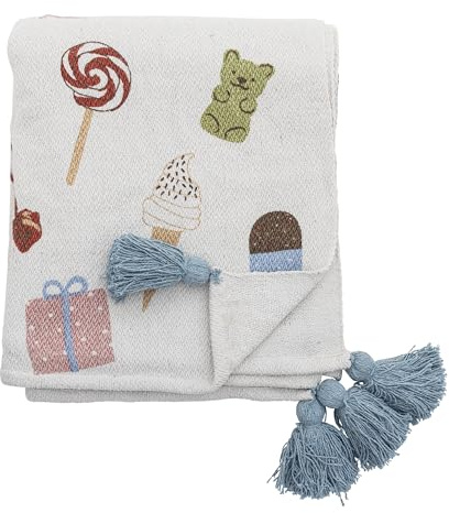 Bloomingville Mini Sweets Decke, Natur, Recycelte Baumwolle, L160xB130 cm