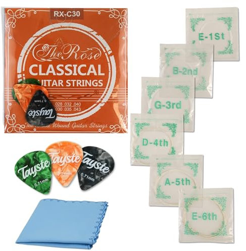 IÑAKI MUÑOZ ® Cuerdas de Guitarra Española de Nailon Premium + 3 Púas Regalo + Toallita de microfibra Regalo | Cuerdas para guitarra clásica, española, flamenca