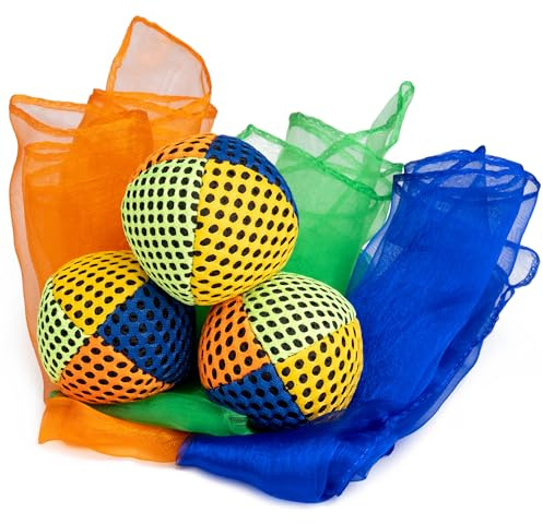 Kids Juggling Scarves & Balls Set, Beginner Juggling Kit for Active Play