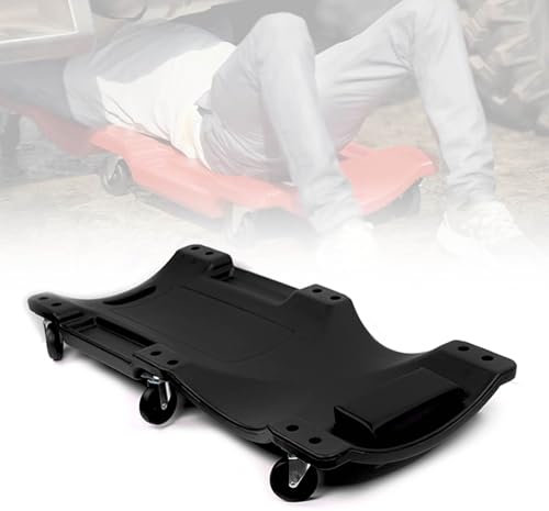 MBBTAG Rollbrett Werkstatt Mechanic Plastic Creeper Sanftes Gleiten Tragkraft: 100kg Kfz Montageliege Mechanic Creeper Leicht und Langlebig Montagerollbrett Werkstattliege Rollliege(Schwarz,102x48x11.