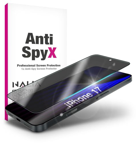 NALIA AntiSpyX für iPhone 17 Glas Diskreter Blickschutz, Schwarz