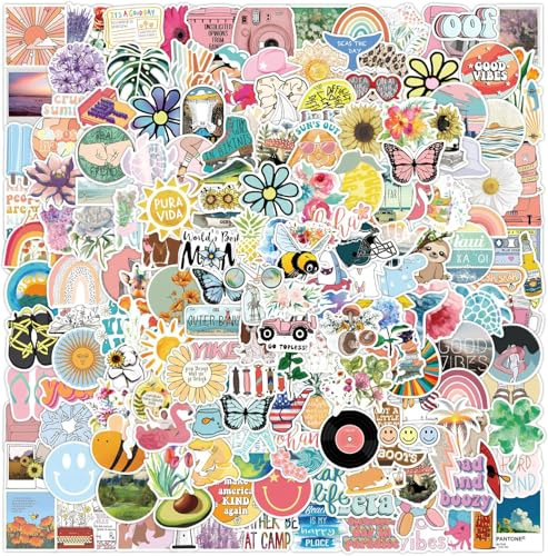 200 Sticker Set Aesthetic Vinyl Aufkleber | Wasserfest, VSCO Sticker, Für Laptop, Sammelalbum, Trinkflasche, Handy, Gitarre, Wiederverwendbar, Hochwertig