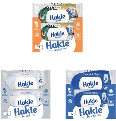 Hakle Feucht Kids + Ultra Med + Cremeduft & Pledge | 12 x 42 Blatt, einfacher Feuchtigkeitsverschluss, duftstofffrei, vegan