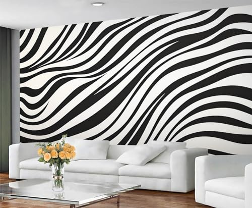 GIVLWF Black and White Wallpaper for Bedroom Wavy Stripes Living Room Wallpaper Abstract Mural Wall Paper Non Self Adhesive Wall Murals & Home Decor