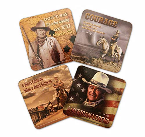 John Wayne Coasters -Set of four: American Legends- Courage- I'll Shoot...- Man's Got...