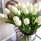 Besttoyeye 20 Stück Tulpe künstliche Blume Latex Real Touch Bridal Wedding Bouquet Home Decor (Weiß)