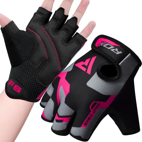RDX Gants d'haltérophilie pour gym, fitness, bodybuilding, respirants, soutien du poignet, exercice, rose, L