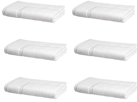 Amazon Basics Premium 100% Cotton Absorbent Soft Bath Mat, Machine Washable, 684 GSM, 20 x 30, White, Hotel Spa Bathmats, 6-Pack (Previously AmazonCommercial)