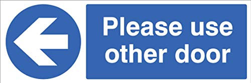 Sicherheitsschild aus Hart-PVC in englischer Sprache, „Please use other door“