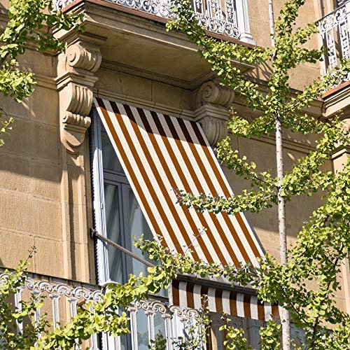 Lovely Tenda da Sole per Esterno, Tenda da Sole per Balconi, Impermeabile, Tenda da Sole a Caduta, 200x300 cm, Telo Ombreggiante, Riduce Luce e Calore, Migliora la Privacy, Fantasia a Righe, Marrone