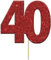 Anniversary House 12 Pcs Red Glitter 40th Cake Toppers, 3.8 x 4.5cm Cupcake Toppers, Paper, Ruby Wedding Anniversary Decorations, Number 40 Celebrations, Age 40 Birthday Decorations, J069