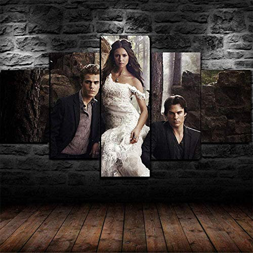 Myrdsio Multi Panel Wall Art 5 Piece Print On Canvas Pictures Framed The Vampire Diaries Art Print Images Modern Home Decoration 150×80Cm Wallpaper (Completely Framed)