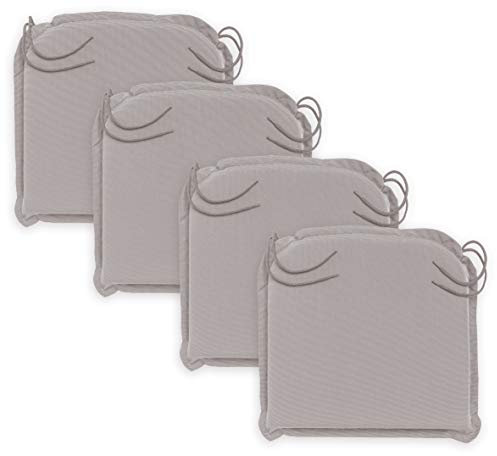 Traumnacht Komfort 4er Set Stuhlkissen/Sitzkissen Outdoor taupe, Bezug abnehmbar, mit Eckbändern, 44 x 47 x 6 cm, produziert nach deutschem Qualitätsstandard