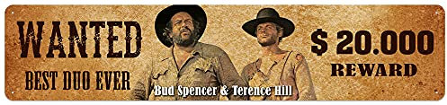Blechwaren Fabrik Braunschweig GmbH Bud Spencer und Terence Hill - Wanted - Best Duo Ever - Straßenschild Blechschild - 46x10 cm STRT08