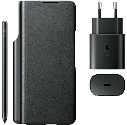 SAMSUNG Galaxy Z Fold3 5G Flip Cover Case, Charger, Pen - Black