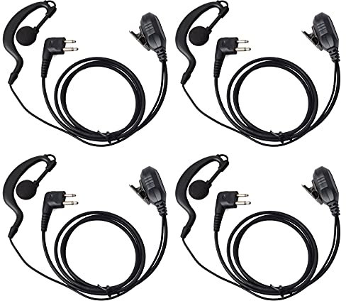 HYS - Auricolari a forma di G con microfono Walkie Talkie compatibili con Motorola CP040 CP140 Hytera 2 Way Radio (confezione da 4)