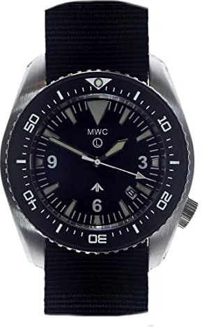 MWC 500m Automatik Stahl Schwarz Datumsanzeige NATO-Stoff Taucheruhr Herren, Armband