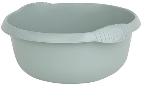 JMS we create smile - Plastic Round Bowls Kitchen Sink, Basin Mixing, Washing Up Bowl Tidy Organizer (28cm Round Bowl, Silver Sage)