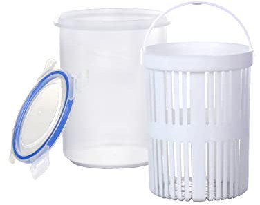 Flueyer Essiggurkenglas mit Siebeinsatz, auslaufsicherer Saftrenner zum Einkochen und Frischhalten von Esswaren, 2 Stück