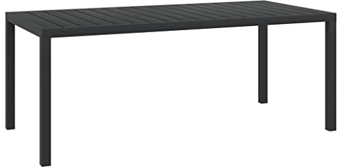 Gartentisch aus Metallrahmen und WPC-Tischplatte, Garten Esstisch Balkontisch Terrassentisch Beistelltisch Gartenmöbel Witterungsbeständig Garten Loungetisch Aluminium 185 x 90 x 74 cm Schwarz
