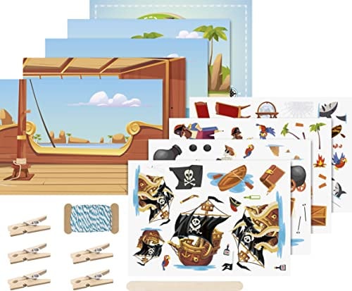 Heyda Rubbelsticker Karten-Set „Pirat“ 16 x 12 x 2 cm Mehrfarbig