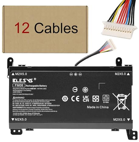 BLESYS 12 Pin FM08 Batteria per HP Omen 17-an0xx 17-an003nl 17-an008nl 17-an017nl 17-an019nl 922976-855 922977-855 922752-421 922753-421 TPN-Q195 HSTNN-LB8A HSTNN-LB8B Laptop 14.6V/83.22Wh [12 Cavi]
