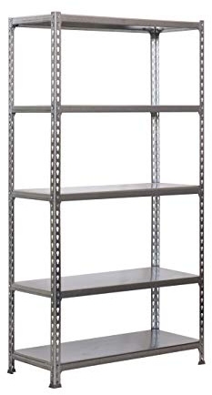 PROREGAL Metallregal Big Metal Shark mit Metallböden | HxBxT 200x120x50cm| Fachlast 200kg | Verzinkt Schwerlastregal Metallsteckregal Lagerregal Werkstattregal Kellerregal