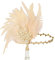 Duriya Damen 1920s Stirnband Blatt-Medaillon Kristall Feder Art Deco Gatsby Kostüm Accessoires 20er Jahre Accessoires Flapper Feder Haarband Charleston für Karneval Fasching Kostüm Champagner