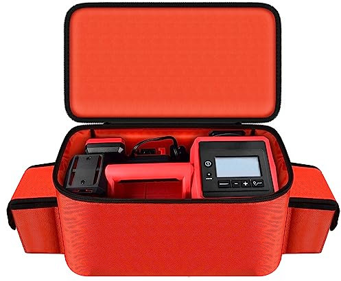 Air Compressor Bag Compatible with Milwaukee M18 Inflator 2848-20/2771-20, Air Pump Carrying Box for Milwaukee Tools,Storage Holder for 18V 3.0/4.0/5.0/6.0/6.5/7.0/8.0Ah Battery (Case Only)-Red