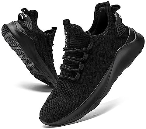 ZMBCYG Herren Sportschuhe Laufschuhe Turnschuhe Straßenlaufschuhe Tennisschuhe Sneaker Fitness Joggingschuhe Walkingschuhe Leichtgewichts Freizeit Atmungsaktive Schuhe Schwarz 41