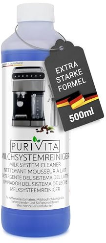 PURIVITA® Universal Milchsystemreiniger Kaffeevollautomaten [500ML] - Milchschaumreiniger Kaffeemaschine - Milchaufschäumer Reiniger - Reiniger Milchsystem Kaffeevollautomat - Kaffeemaschinenreiniger