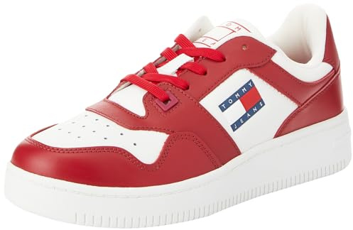 Tommy Jeans Tjm Retro Basket Ess Em0Em01395, Sneaker, Uomo, Rosso (Medium Red), 42 EU