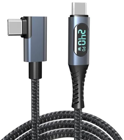 240W USB Cable Display with Thunderbolt 3, Right Angle USB C to USB C Cable Display 3.3ft, Support 8K@60Hz 40Gbps Transfer USB 4 Cable Fast Charging for Samsung/Mac/iPad/Dell/Google Pixel/PS5