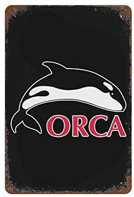 20 x 30 cm Orca Willkommens-Metall-Blechschild, Poster, Gemälde mit Rost, Vintage-Wanddekoration