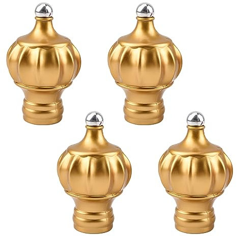 UFURMATE Vorhang-Endstücke, 4 Stück Gold Kunststoff Vorhänge Schiene Pole Kopf Kappe Dekorative Fenster Vorhangstange Enden, passend für Ø 28mm Gardinenstangen (Kuppeldesign)
