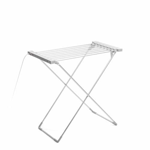 InnovaGoods - Stendibiancheria Elettrico Pieghevole Dryak, 8 Sbarre Riscaldate 120W, Design a Forma di X, Salvaspazio, Asciugatura Rapida, Adatto per Interni, Grigio, Taglia Unica, Alluminio