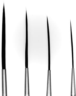 Synthetic Rigger Paint Brush, Set of 4, For Watercolour Oil Acrylic & Ink, Rigger Brushes, Fine Detail Brushes, Precision Brushes, Detailing Brushes, Script Liner Brush Set, Acrylic Paint Brushes