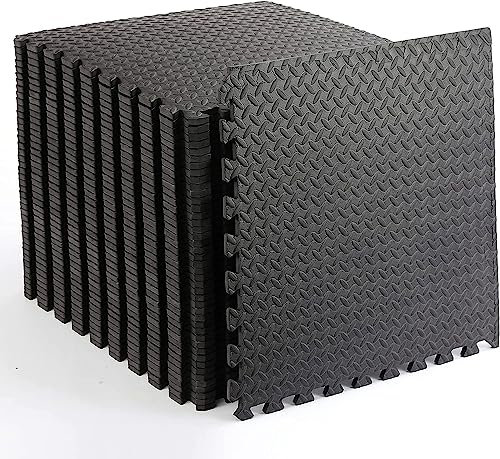 HH Home Hut Interlocking Foam Floor Tiles - 2 cm Thick Heavy Duty Gym Flooring Mats for Home Gym Garage Shed EVA Foam Mats Floor Tiles Interlocking & Gym Mats MMA Jiu Jitsu Treadmill 60 x 60cm Matt…