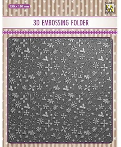 Nellie's Choice 3D Prägeschablonen Frühlingsblumen - 15 x 15 cm - Bastelbedarf für Grüßkarten - Bastelzubehör für DIY, Karten Basteln, Journaling und Scrapbooking