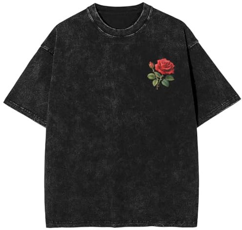 PADOLA Tee Shirt Femme Rose Imprimé T-Shirts à Manches Courtes été Coton T Shirt délavé Vintage Retro Tshirt Oversize Décontracté T-Shirt Grande Taille col Rond Basic Tee Shirt (0 Rose, XL)