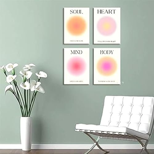 BSITSSS Aura Poster Set, 4 Stück A4 Aura Bilder Aesthetic Style Preppy Room Decor Y2K Angel Poster Aesthetic Yoga Poster Farbverlauf Leinwand Posters Manifestation für Schlafzimmer Büro, ohne Rahmen