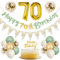 70. Geburtstag Mädchen, 70 Geburtstagsdeko Mädchen Frauen, Grün Gold Luftballon 70. Geburtstag Deko Mit Wimpelkette Banner, 70 Happy Birthday Banner für Frauen Mann