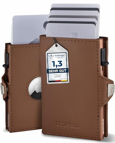 SF SCOFIELD Duality Airtag Wallet ohne Münzfach I Geldbeutel für 8-10 Karten I Geldbörse Herren mit RFID Schutz I Slim Wallet I Smart Wallet I Kartenetui mit Air Tag Fach I Portemonnaie