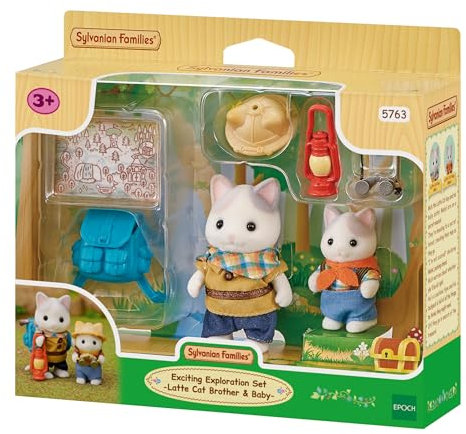 Sylvanian Families - 5763 Set da esplorazione: Fratello e Bebè Gatto Latte - Set da gioco per case delle bambole