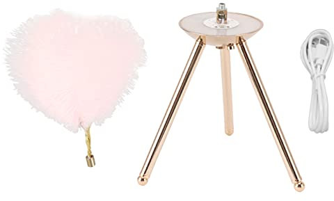 LIYJTK Floor Light Standing Reading Lamp USB Rechargeable Feather Table Lamp Ostrich Feather Desk Light with Gold Tripod for Bedroom Artificial Feather Decor Lighting (Pink)