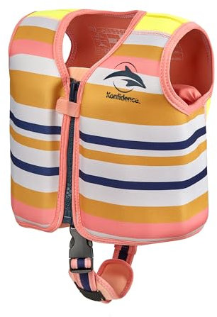 Konfidence Schwimmweste – Premium Schwimmjacke mit abnehmbarem Sicherheitsgurt für Kinder | Einstellbarer Auftrieb | CE-konform | Von Schwimmschulen empfohlen (Gelato Rose, L 19-30kg)